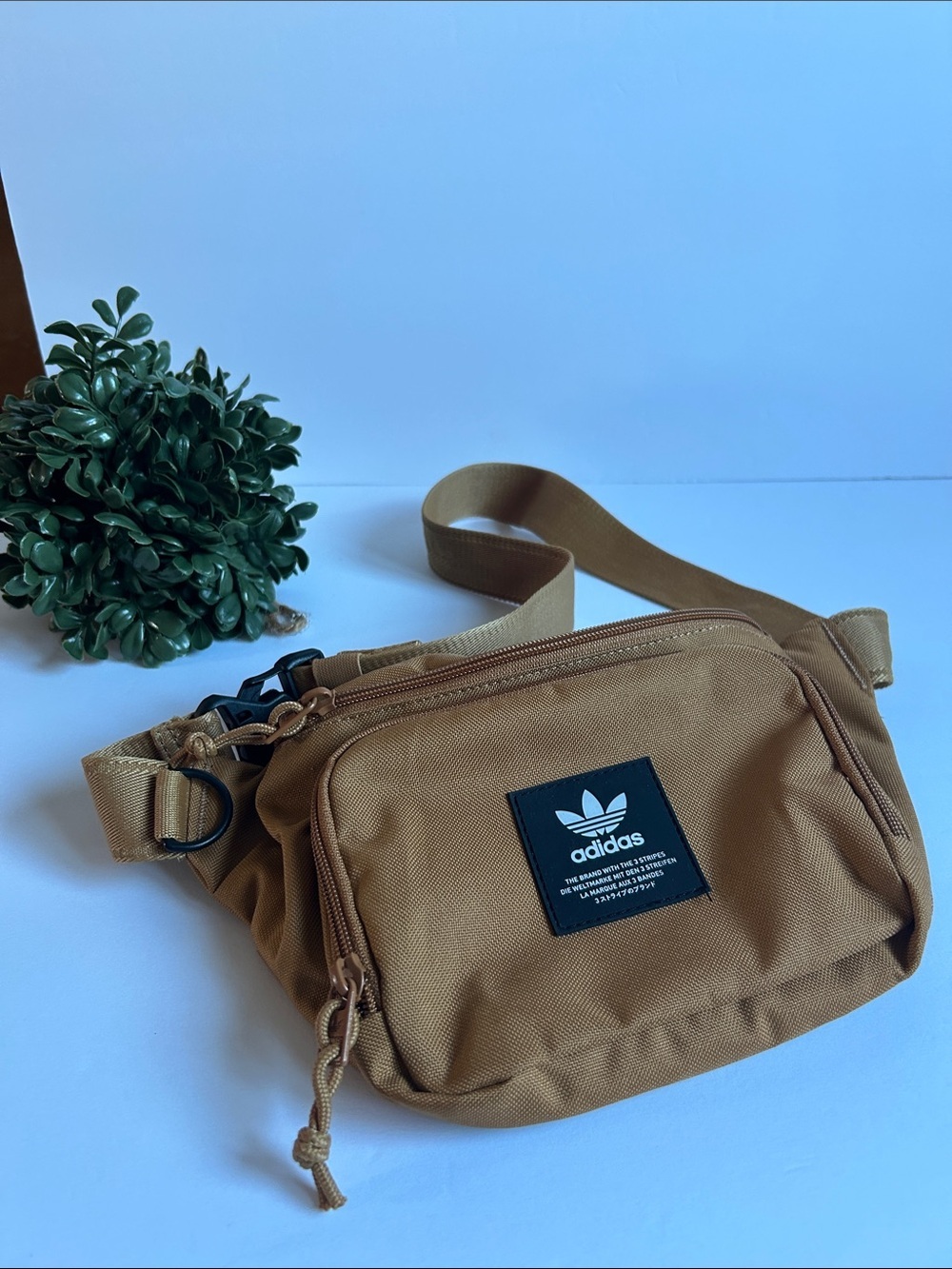adidas Tan Waist Pack with Black Logo Patch